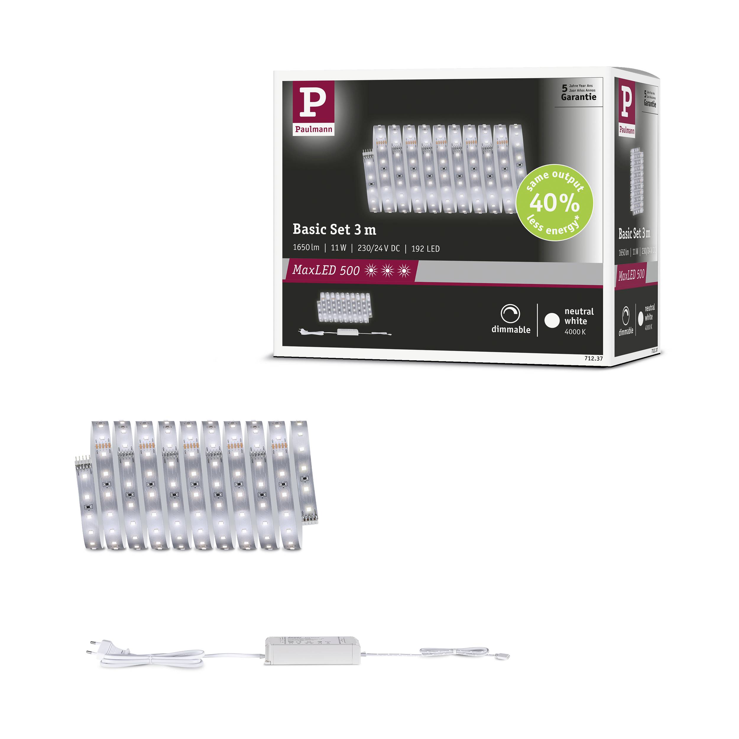 Paulmann MaxLED 500 71237 LED-Streifen-Basisset mit Stecker 230 V 3 mm Neutralweiß 1 Set-8