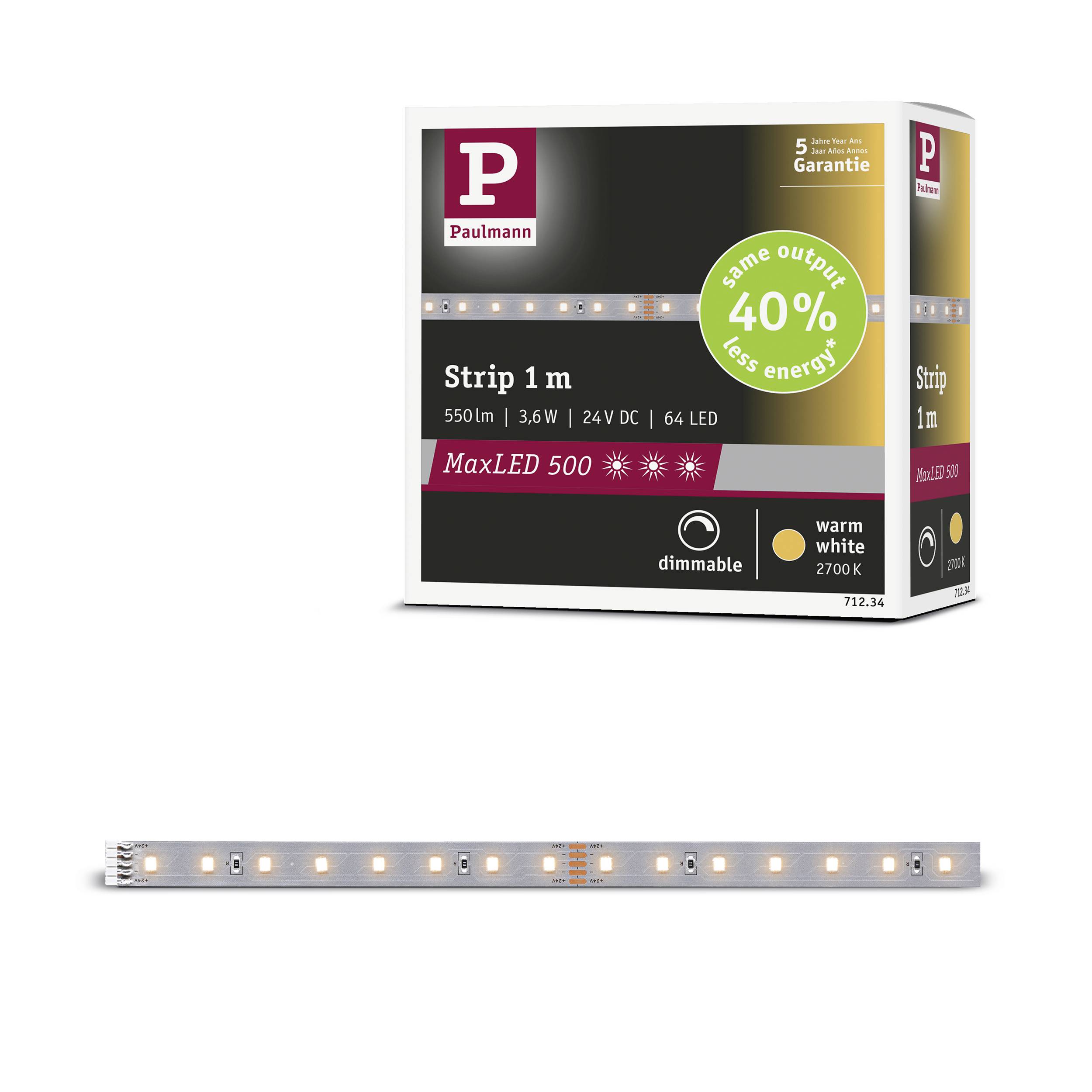 Paulmann MaxLED 500 Strip Erweiterung 1m 71234 LED-Streifen 24 V/DC 1 m Warmweiß 1 St.-8