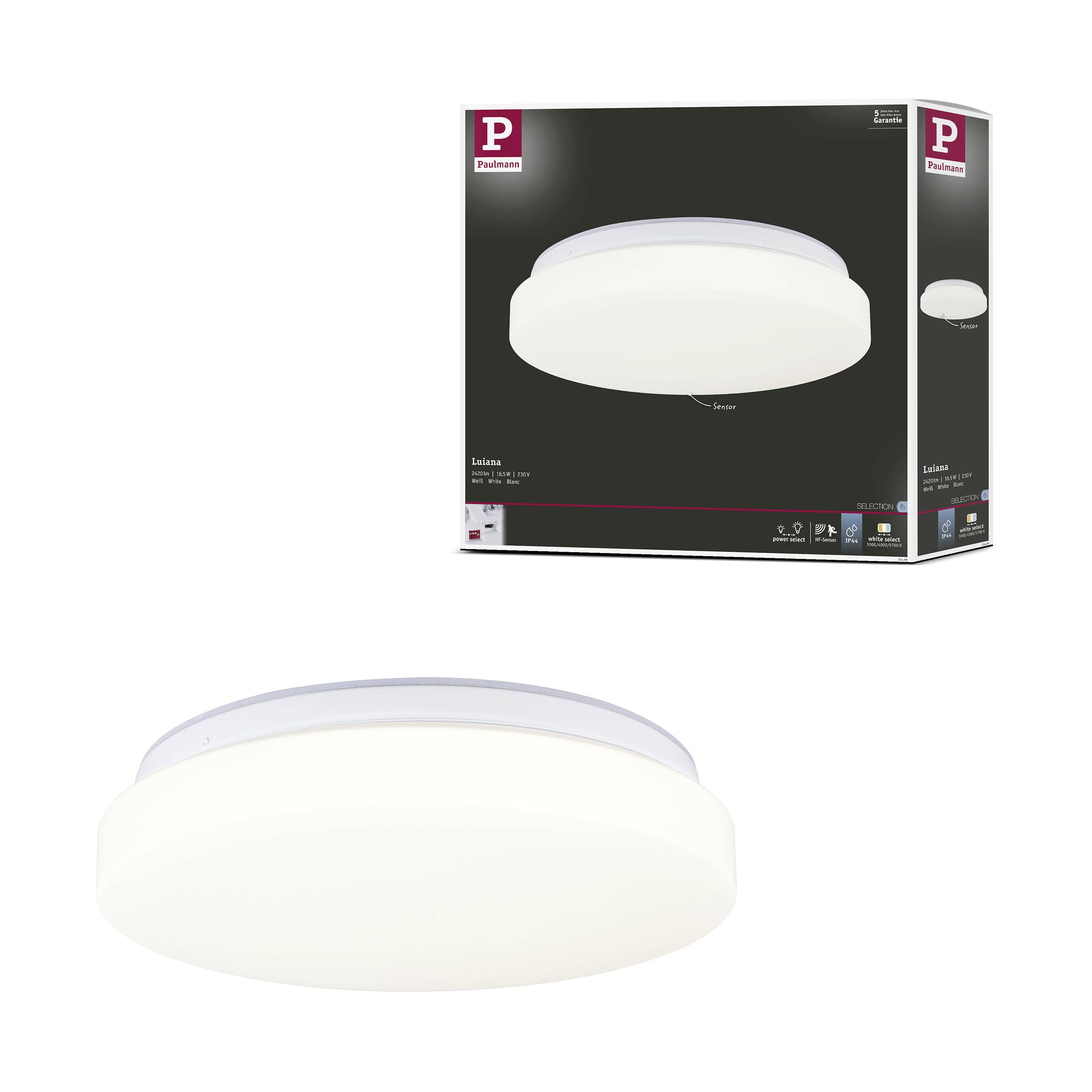 Paulmann 75409 Luiana Dämmerungsgesteuerter Bewegungsmelder (HF) Deckenleuchte LED LED fest eingebaut 16.5 W Weiß-10