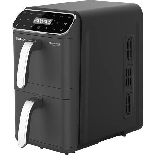 SOGO Human Technology Baskets Heißluft-Fritteuse 5.5 l 1800 W Schwarz, Edelstahl