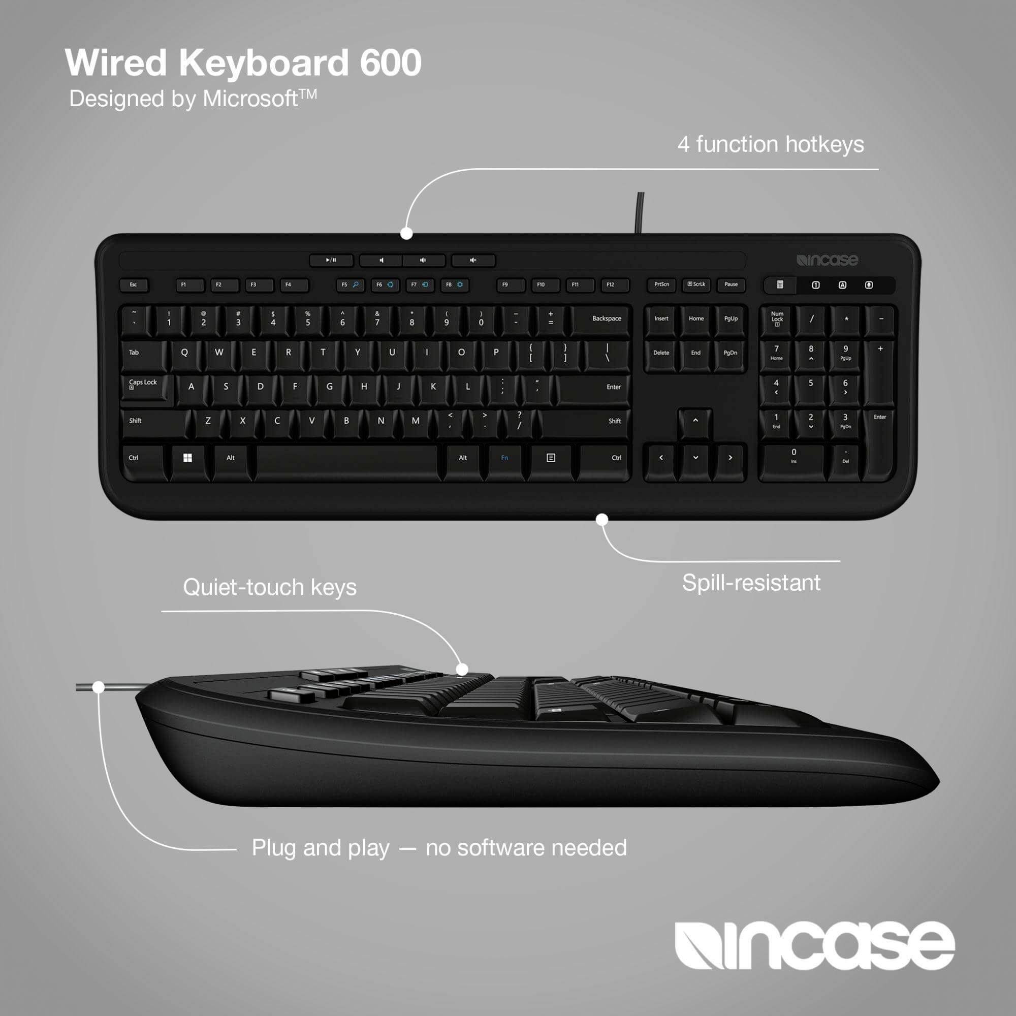 Incase Wired Tastatur 600 Layout Quertz Kabelgebunden Tastatur Deutsch, QWERTZ Schwarz-7