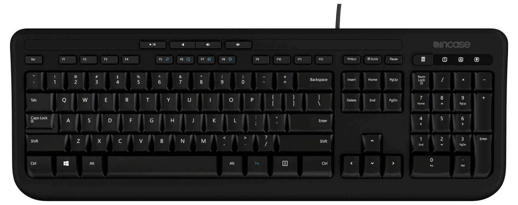 Incase Wired Tastatur 600 Layout Quertz Kabelgebunden Tastatur Deutsch, QWERTZ Schwarz-1