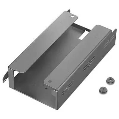 Eine graue Metallwandhalterung mit zwei Schrauben zum Befestigen kleiner elektronischer Geräte.