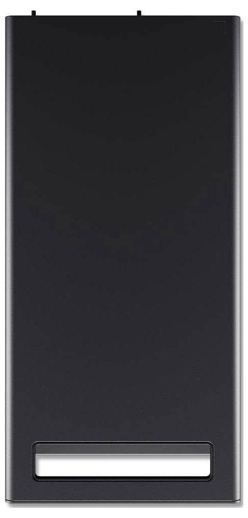 Ein schlankes schwarzes Smartphone mit einem Dual-Kamera-Modul an der Oberseite und einem leeren Bildschirm.