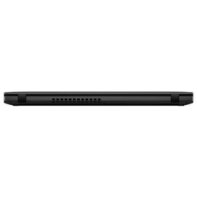 Das Bild zeigt die Rückseite eines geschlossenen schwarzen Laptops mit sichtbaren Belüftungsschlitzen für den Luftaustausch.