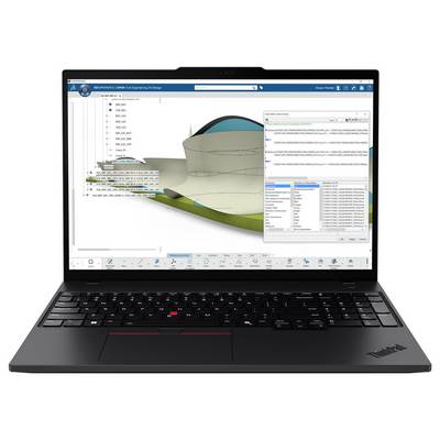 Ein Laptop, der CAD-Software mit einem 3D-Modell einer geschwungenen architektonischen Struktur und Befehlsmenüs auf dem Bildschirm zeigt.