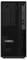 Ein schwarzer Lenovo ThinkStation Desktop-Turm mit einem sechseckigen Lüftungsmuster, mehreren USB-Anschlüssen, einem Einschaltknopf und einem ThinkStation-Logo.