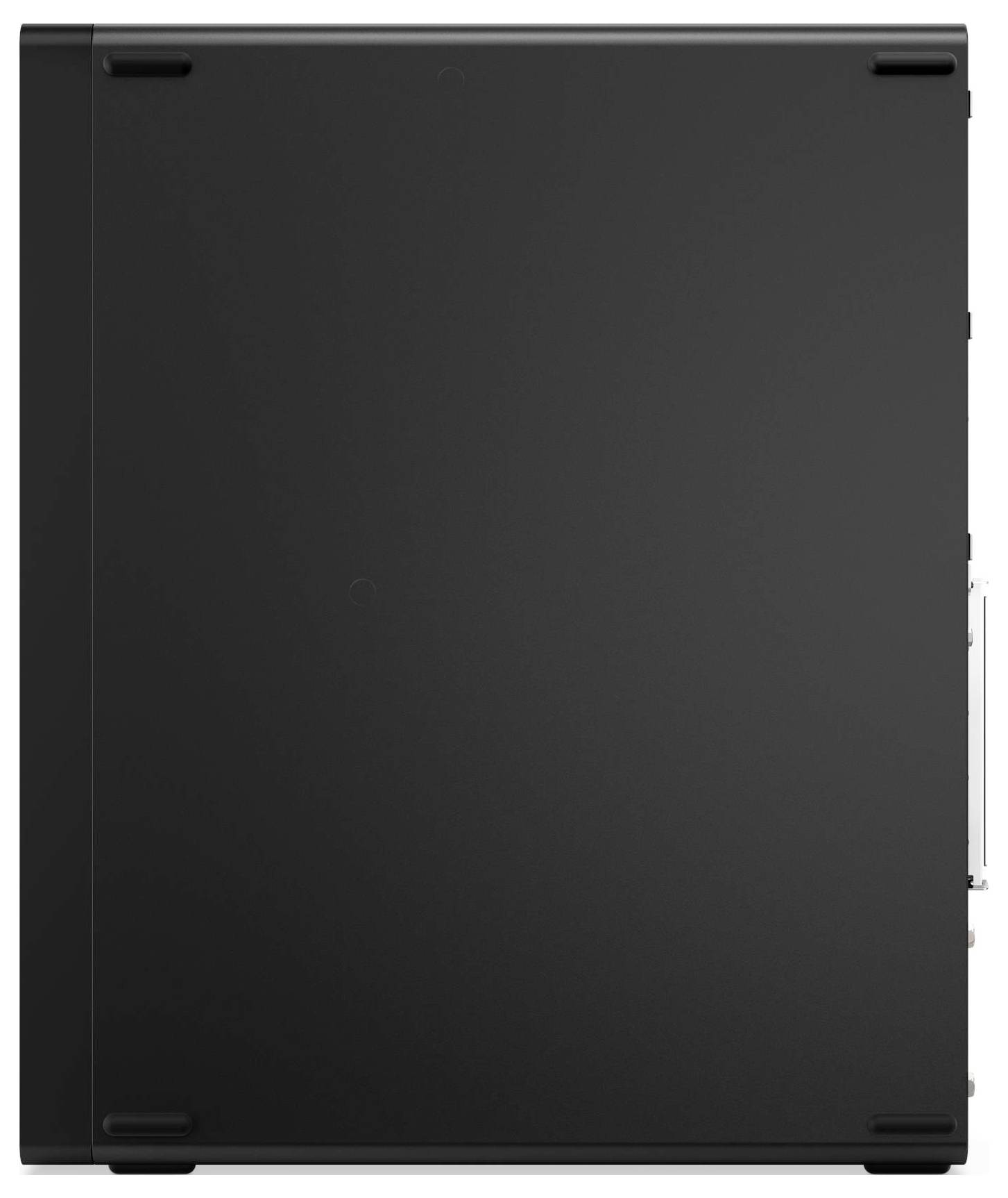 Schwarzes quadratisches Computergehäuse-Seitenteil ohne sichtbare Markierungen oder Lüftungsöffnungen.