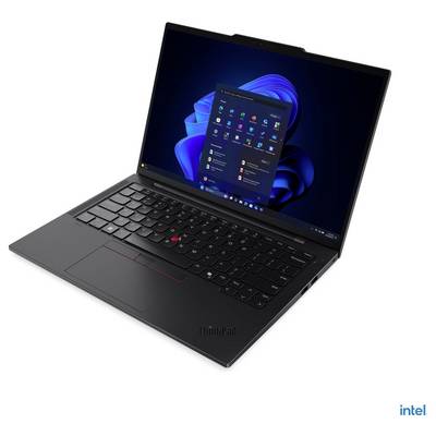 Ein Laptop, der das Startmenü eines Windows-Betriebssystems mit Anwendungen zeigt. Der Laptop ist in einem Winkel positioniert, sodass sowohl Bildschirm als auch Tastatur sichtbar sind.