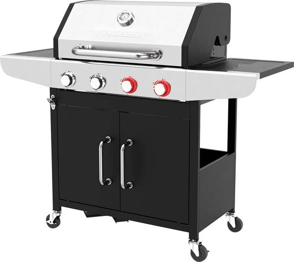 Profi Cook PC-GG 1311 Gas Gas-Grill 4 Brenner, Thermometer im Deckel  Schwarz, Edelstahl