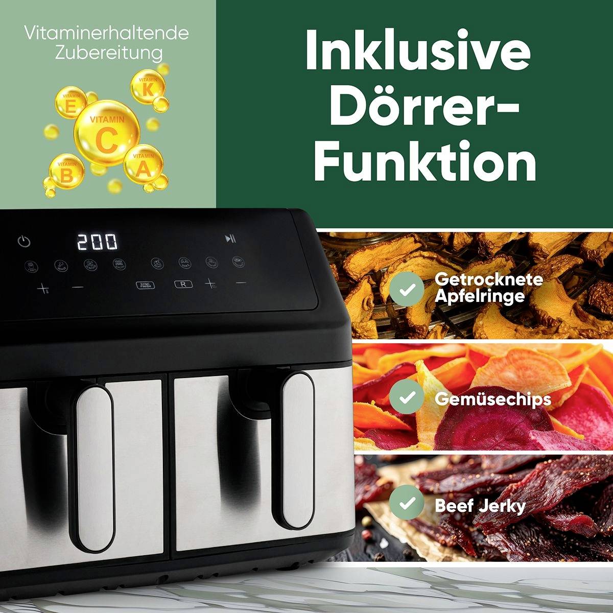PROFICOOK Doppel-Heißluft-Fritteuse PC-FR 1296 H-8