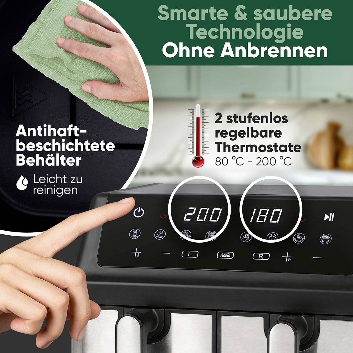 PROFICOOK Doppel-Heißluft-Fritteuse PC-FR 1296 H-9