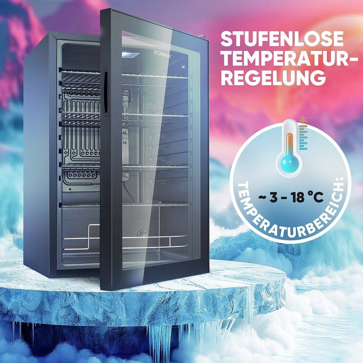 Bomann KSG 7290 Kühlschrank EEK: E (A - G) 115 l Standgerät Schwarz-2