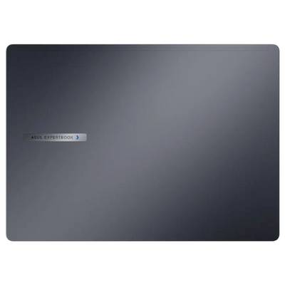Geschlossener Laptop mit einer dunklen, eleganten Oberfläche. Das Logo auf dem Deckel liest sich „ASUS ExpertBook".