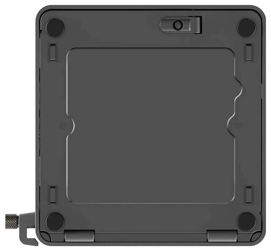 Ein quadratischer Filterhalter mit einem Gleitbewegungsmechanismus, der für Kameraobjektive verwendet wird. Der Halter verfügt über einen seitlichen Knopf zum Justieren der Filterposition.