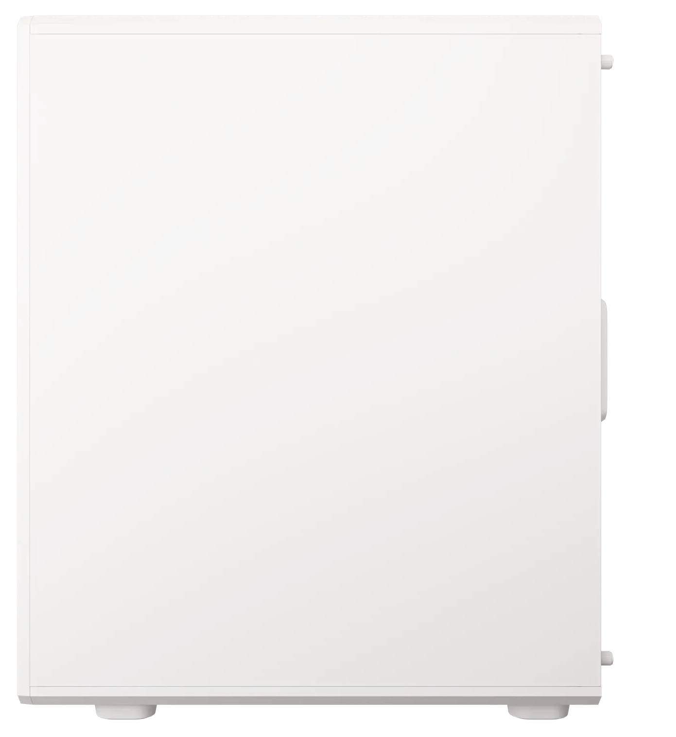 Ein schlichter, weißer rechteckiger Apparat, höchstwahrscheinlich ein kompakter Kühlschrank oder Schrank, mit einem Griff an der rechten Seite.