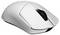 Eine schlanke, moderne weiße kabellose Computermaus mit Scrollrad, ergonomisch für komfortable Bedienung gestaltet.