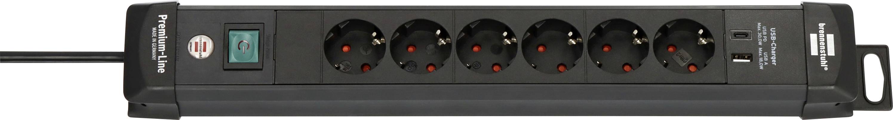 Brennenstuhl 1951160608 Steckdosenleiste mit Schalter Schwarz 1 St.