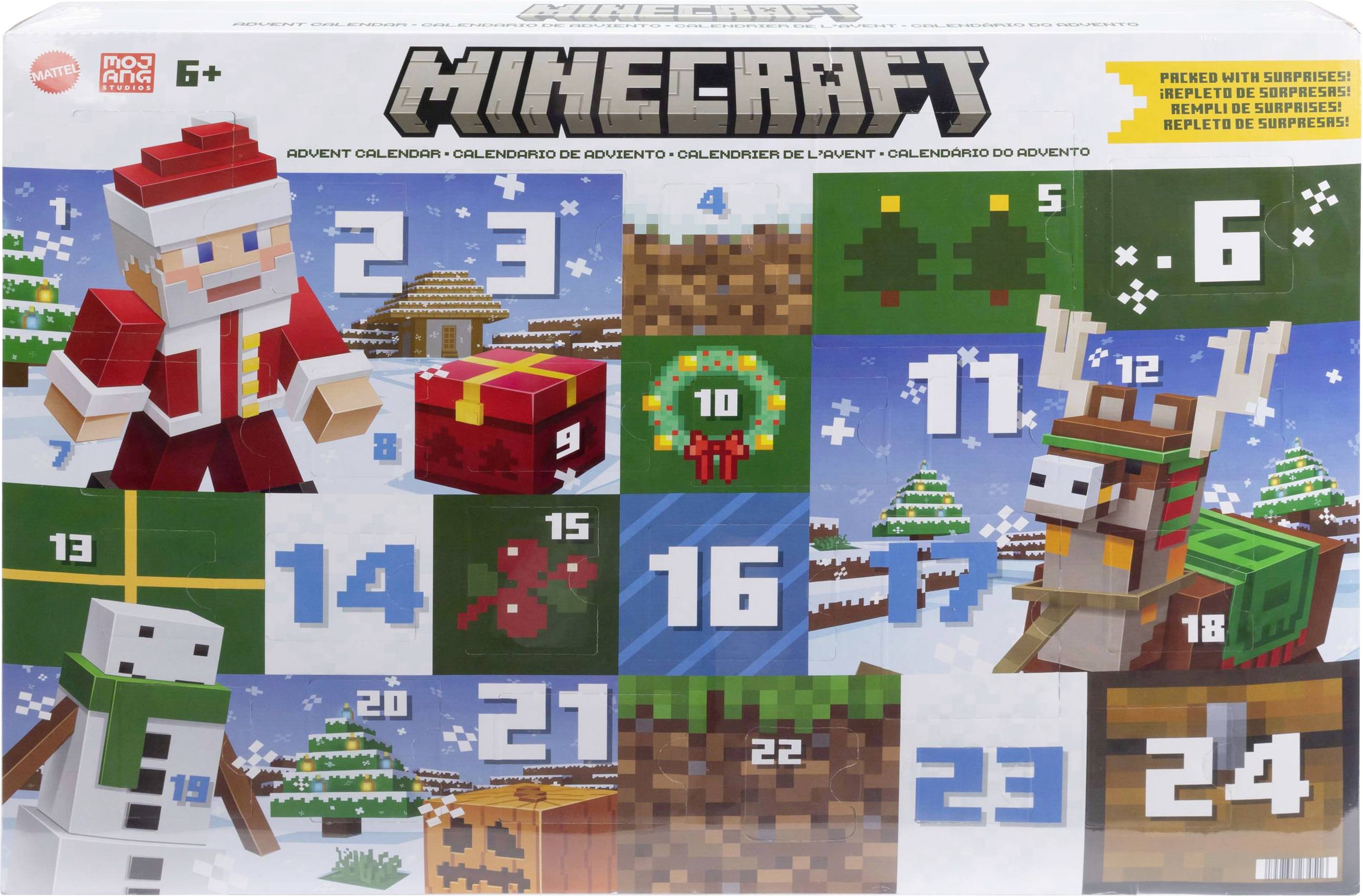 Minecraft Advent Calendar, 3 3.25-in Scale Action Figures, 17 Accessories & 4 Stickers