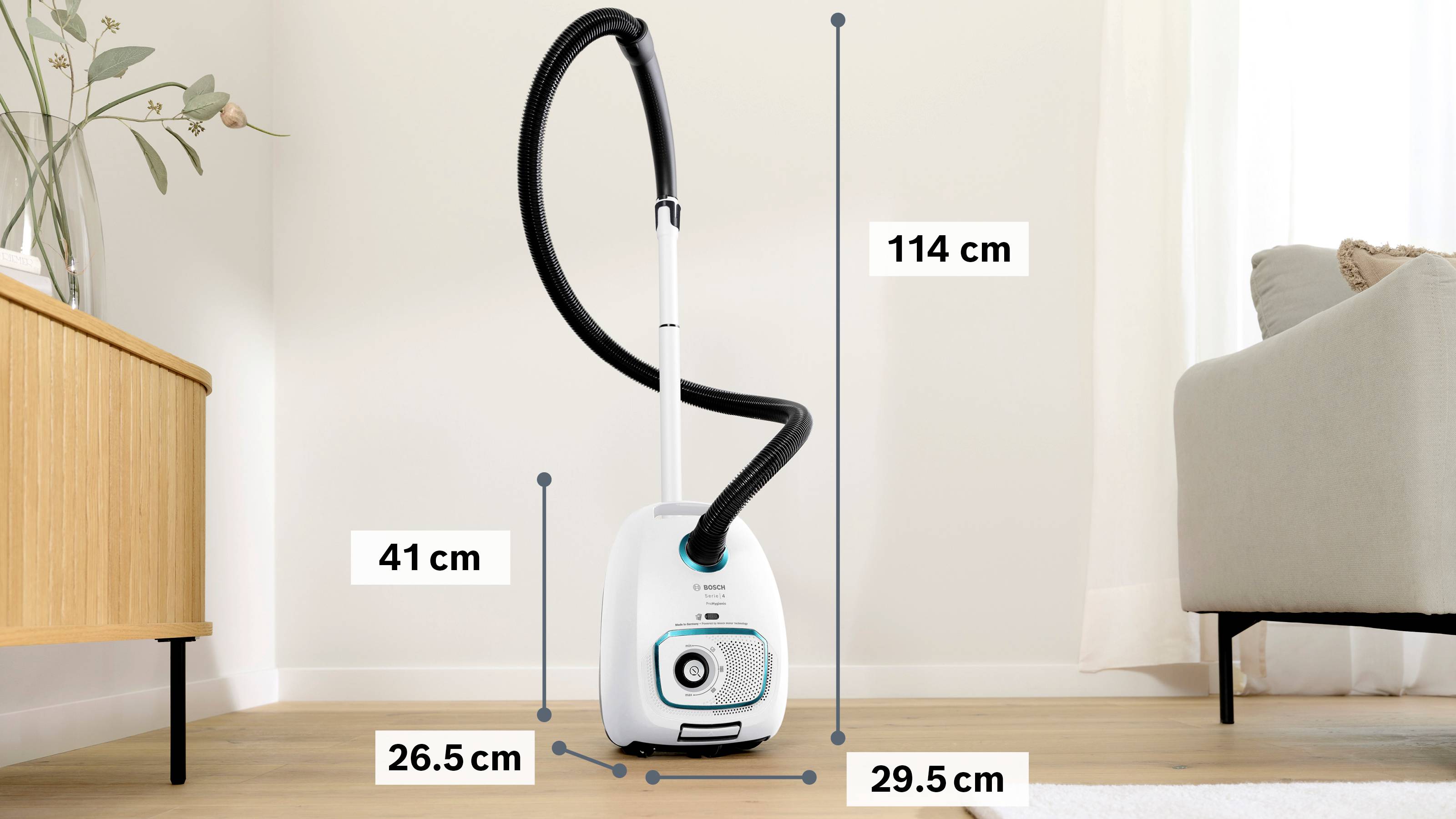 Bosch Bodenstaubsauger BGD41HYG | Beutelstaubsauger Serie 4 ProHygienic | 600W | UltraAllergy Filter | 11m Radius | weiß-17