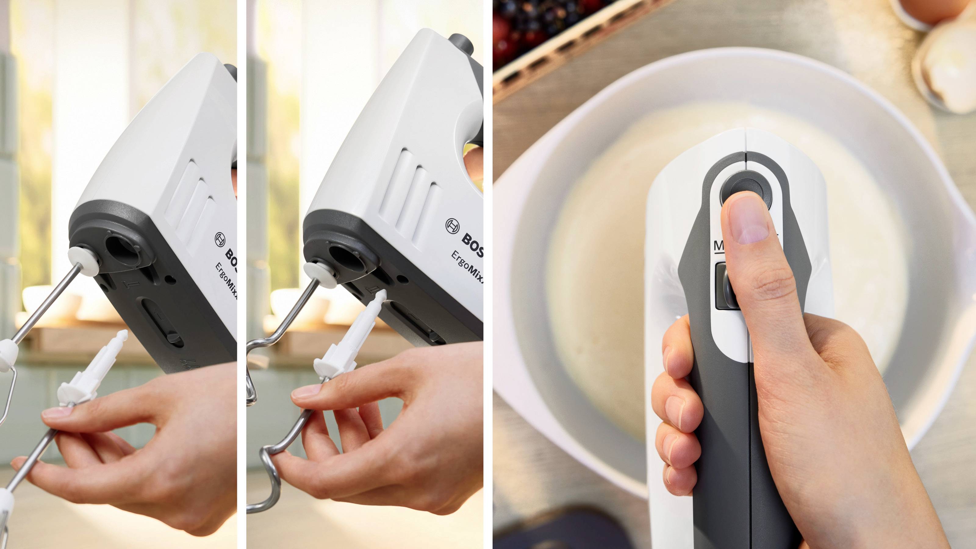 Bosch ErgoMixx 750 Watt, Edelstahl-Mixuß Handmixer 750 W Schwarz, Weiß-4
