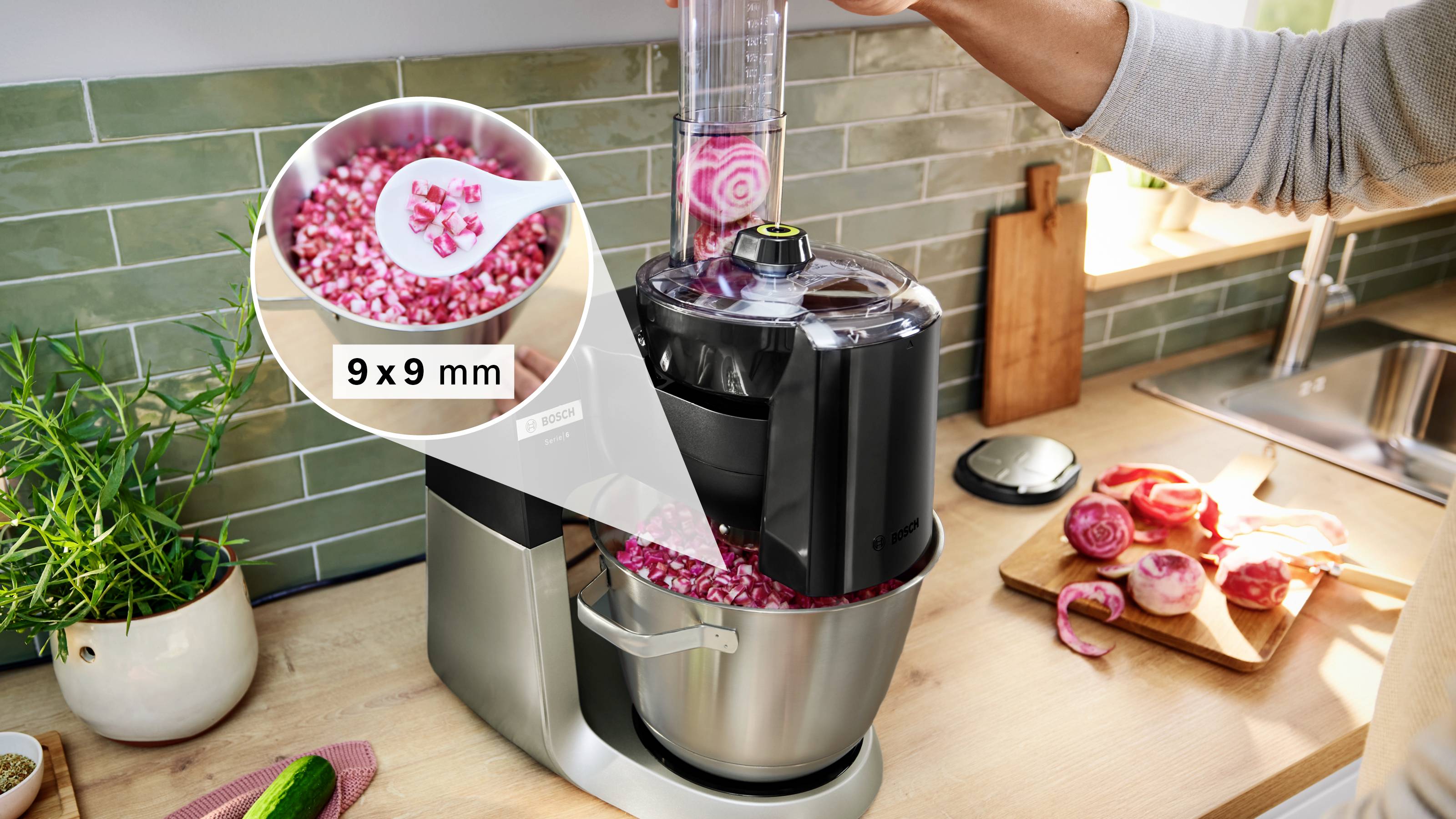 Bosch Würfelschneider für Bosch Küchenmaschine Serie 6 und 8 Würfelschneider Schwarz, Grau-8