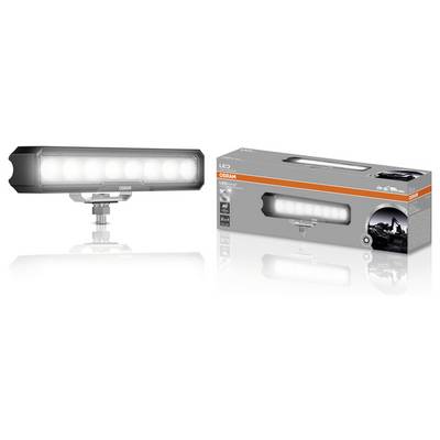 LED-Lichtleiste mit Osram-Branding, die neben ihrer Verpackung abgebildet ist und Merkmale wie doppelte Montagemöglichkeiten und Helligkeit hervorhebt.