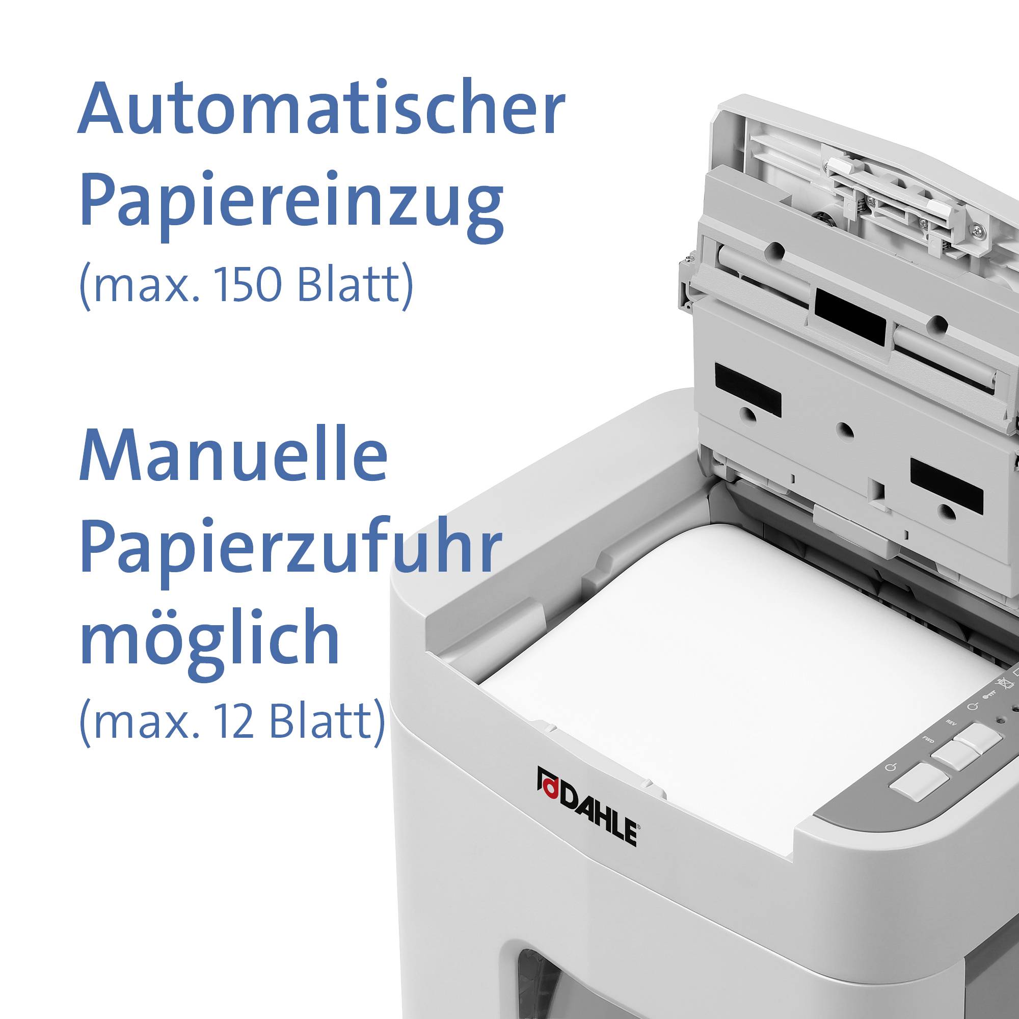 Dahle ShredMATIC 150 Aktenvernichter 150 Blatt Partikelschnitt 4 x 12 mm P-4 24 l Vernichtet auch Büroklammern, Heftklam-14
