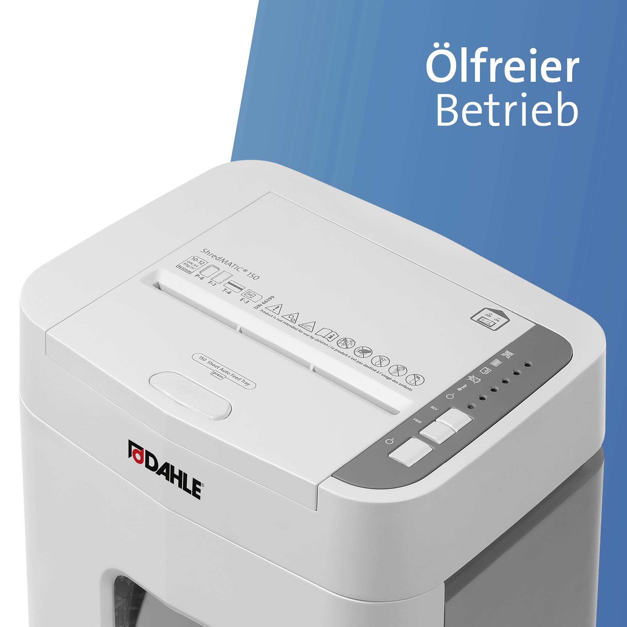 Dahle ShredMATIC 150 Aktenvernichter 150 Blatt Partikelschnitt 4 x 12 mm P-4 24 l Vernichtet auch Büroklammern, Heftklam-15
