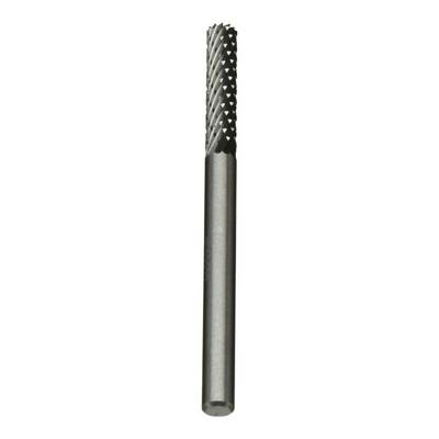 Hartmetall-Fräser mit einer zylindrischen Form und spiralförmigen Schneidnuten im oberen Bereich, verwendet für präzise Materialbearbeitung oder Formgebung.