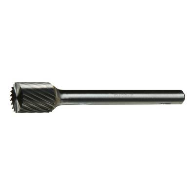 Ein Metallrotationsfrässwerkzeug mit einem zylindrischen Schaft und einem strukturierten Kopf, verwendet zum Schleifen, Formen und Finishing verschiedener Materialien.