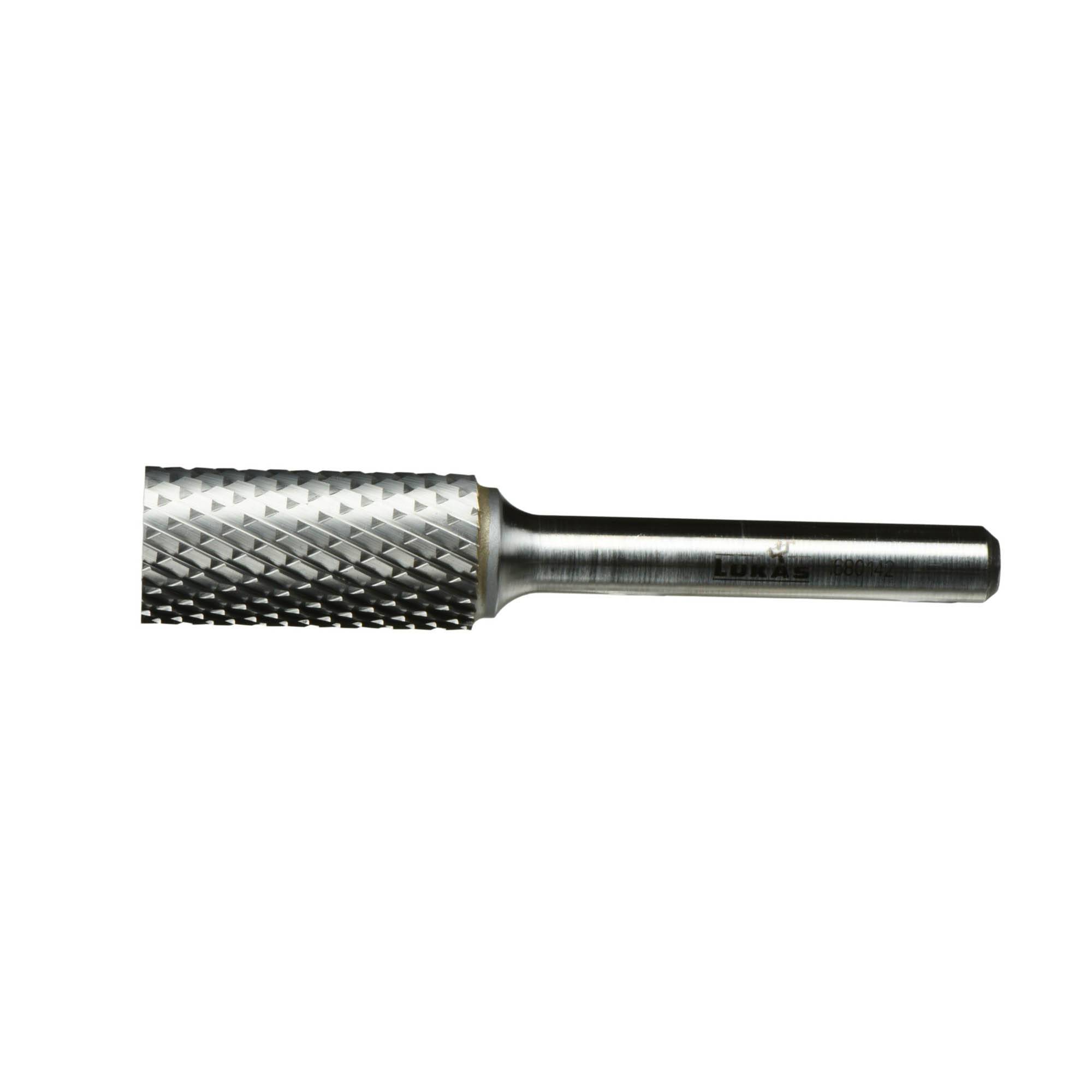 Metall-Rotationswerkzeug-Bit mit einem zylindrischen, strukturierten Schneidkopf und glatter Schaftung, verwendet zum Formen oder Entfernen von Material.