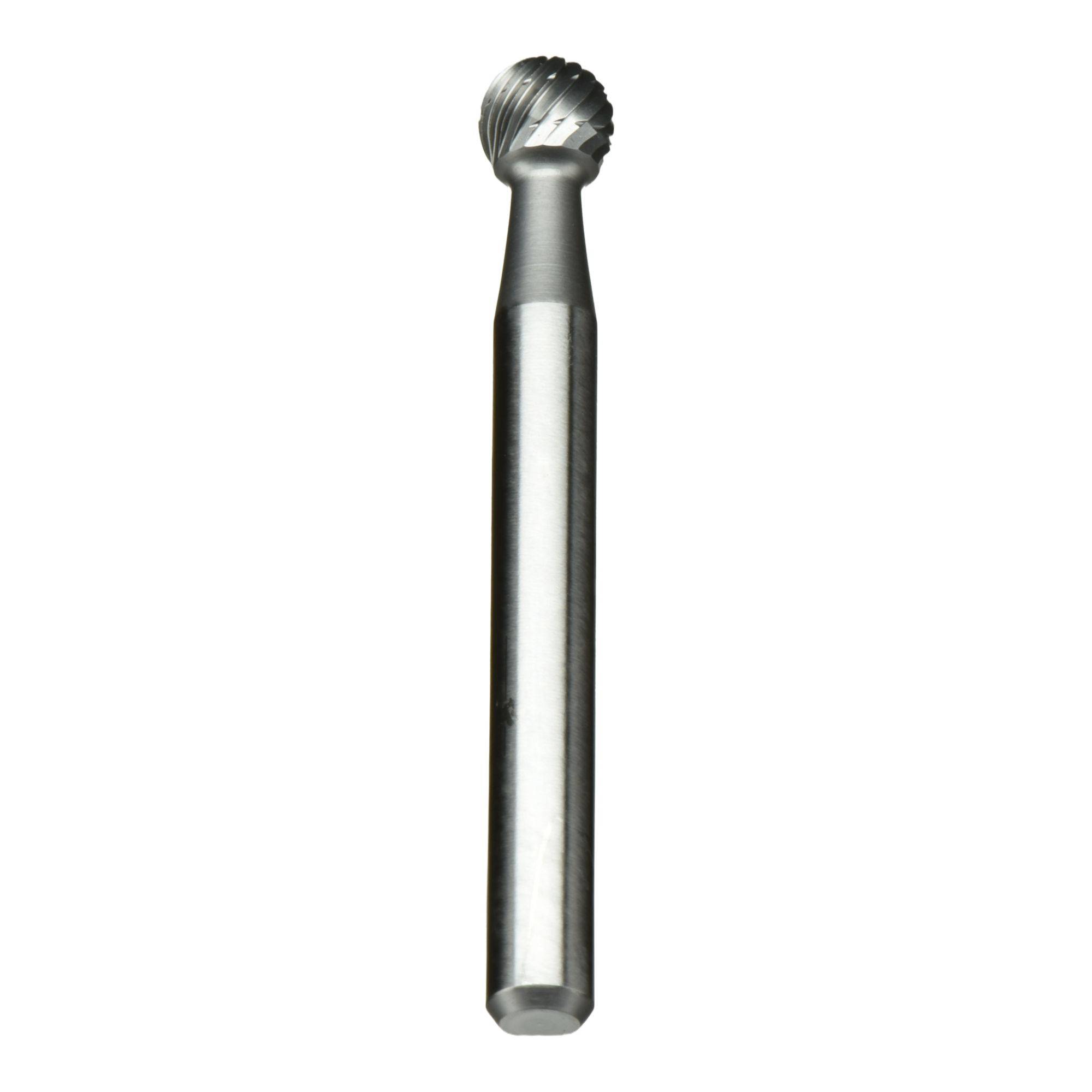 Ein metallisches Zylinderwerkzeug mit einem gerundeten, gerippten Kopf, das häufig zum Schneiden, Formen oder Schleifen von Materialien in Bearbeitungsprozessen verwendet wird.