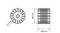 'Runde und quadratische Grilldesigns mit Dimensionen: 19 mm Durchmesser und 100 mm x 100 mm. Linien veranschaulichen detaillierte Maßangaben.'