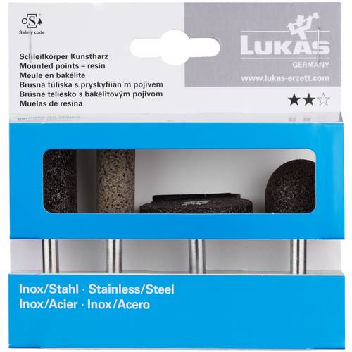 LUKAS-ERZETT A20480004627WF1 Schleifstift-Set 4-teilig für Edelstahl Schaft 6 mm Korund   Fachhandel weich 1 Set