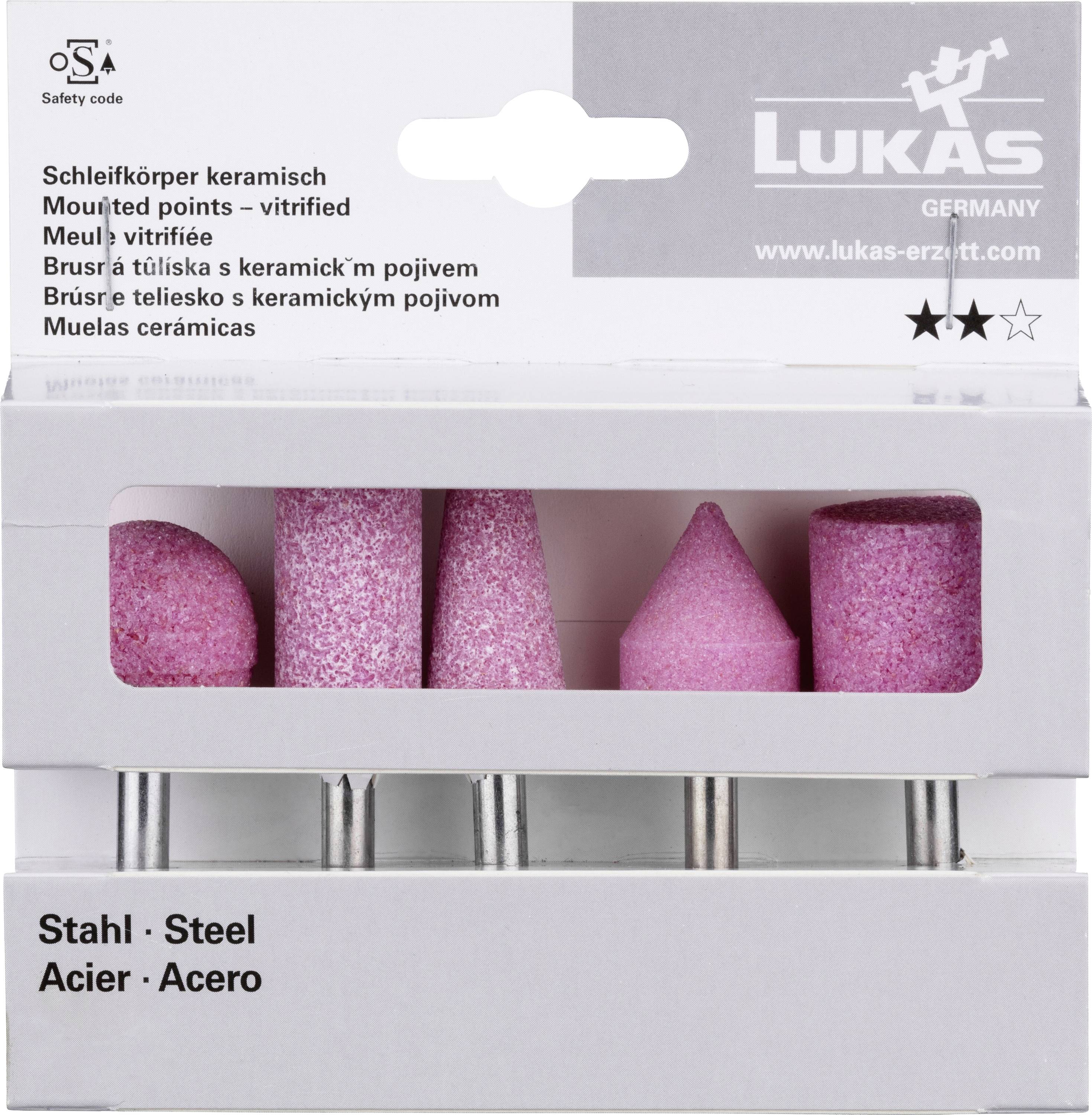 LUKAS-ERZETT A20480005602F1 Schleifstift-Set 5-teilig für Stahl/Stahlguss Schaft 6 mm Edelkorund   Fachhandel 1 Set