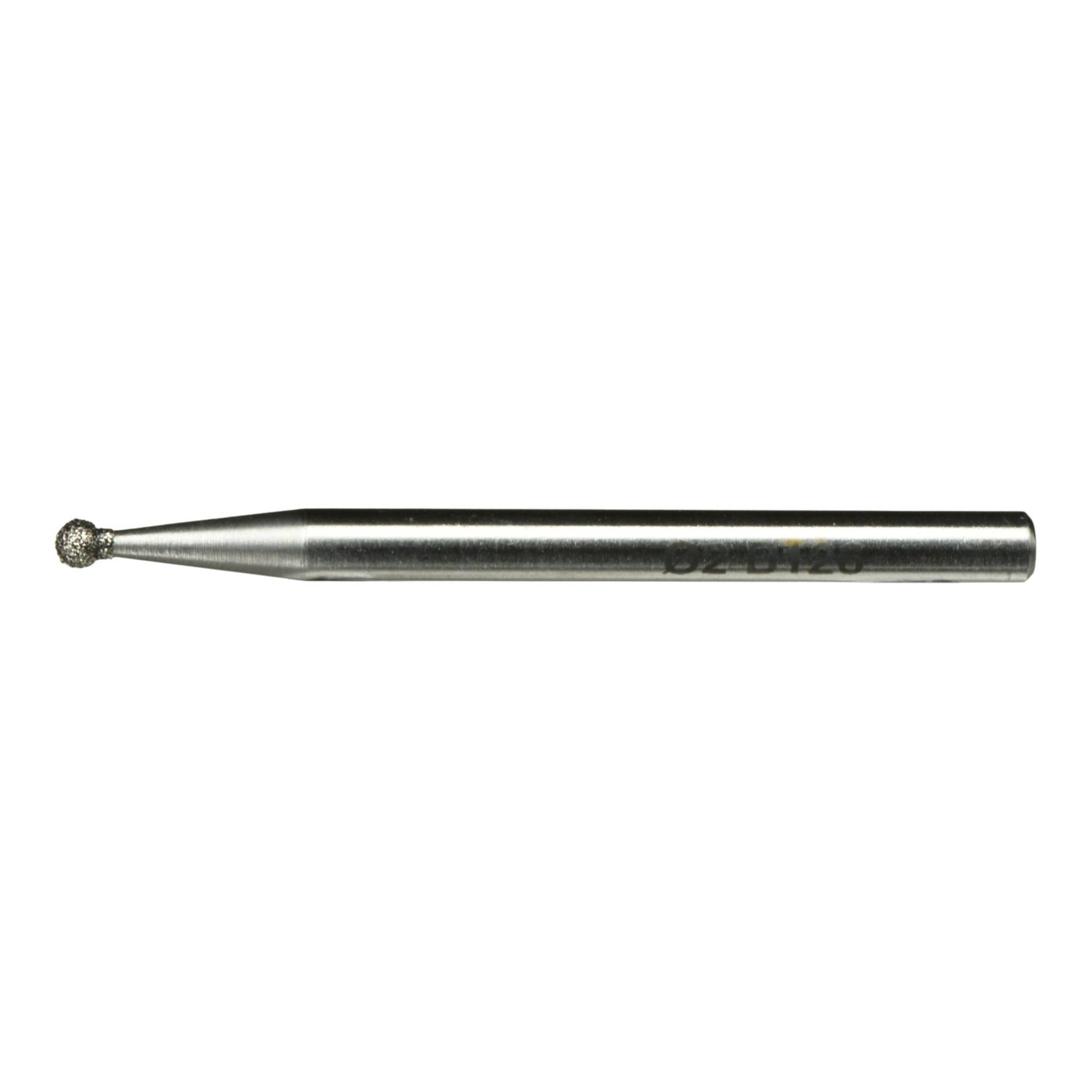 Ein metallisches, zylindrisches Präzisionswerkzeug mit einer kleinen sphärischen Spitze, das häufig bei Feinbearbeitungen oder zahnmedizinischen Verfahren verwendet wird.