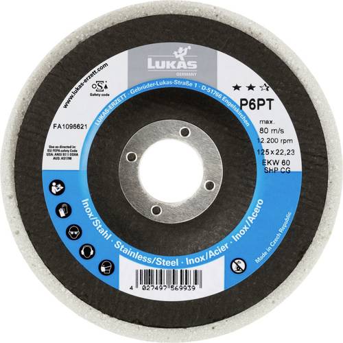 LUKAS-ERZETT A671612506014 Polierteller P6PT Ø 125 mm Medium Korn 60 für Winkelschleifer flach Kompaktkorn