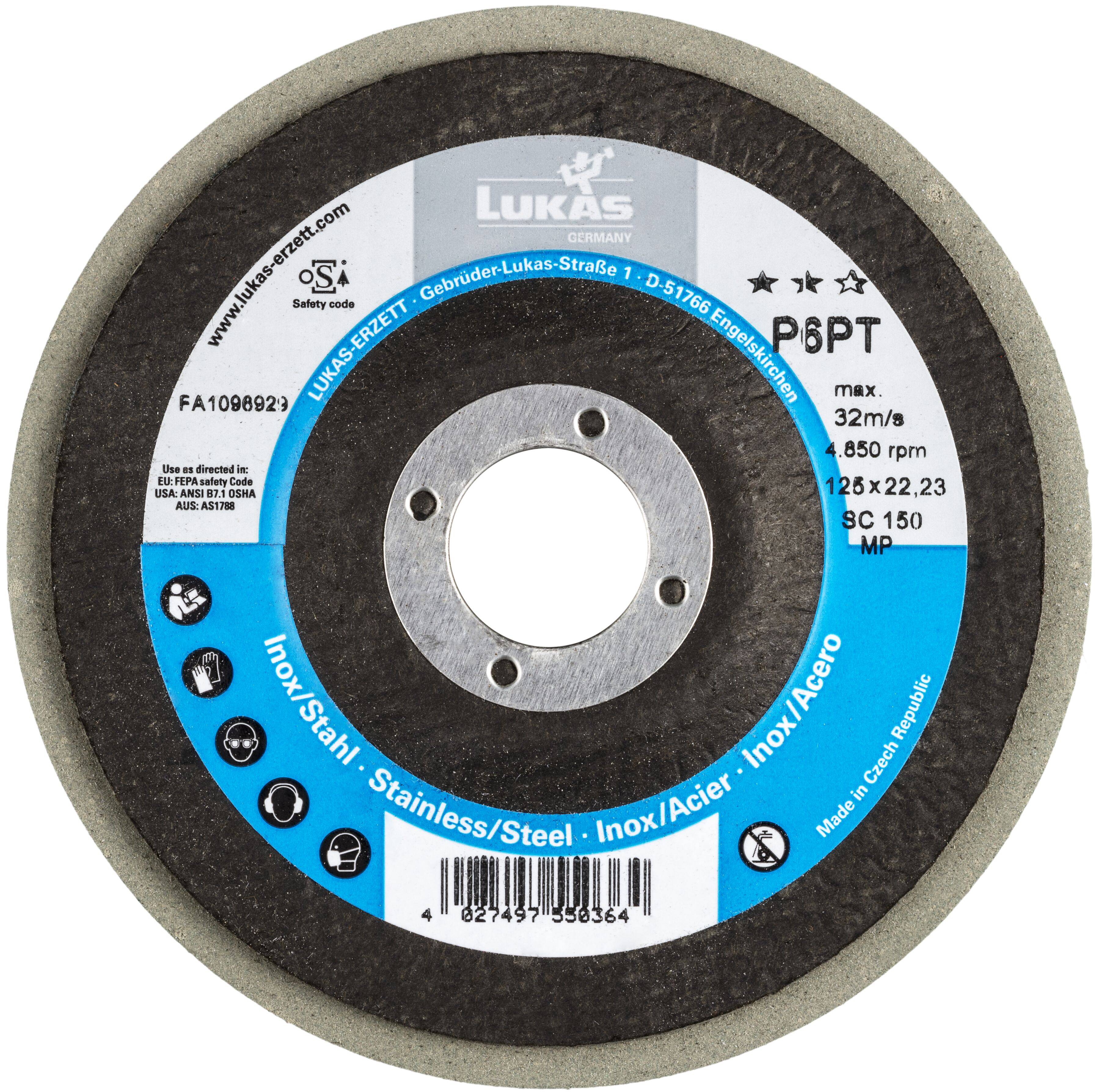 LUKAS-ERZETT A671712580018 Polierteller P6PT X-LOCK Ø 125 mm Ultra fein   Korn 800   für Winkelschleifer schräg Silicium...