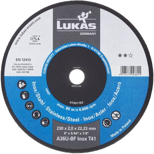 Thumbnail - LUKAS-ERZETT T41 180x2,0x22,23 A36U-BF AT001743V9802 Trennscheiben-Set 180 mm 25 St.
