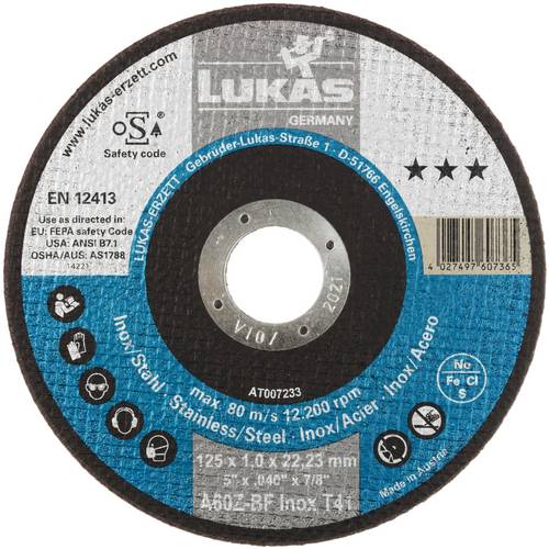 Thumbnail - LUKAS-ERZETT T41 125x1,0x22,23 A60Z-BF AT007233V9802 Trennscheiben-Set 125 mm 50 St.