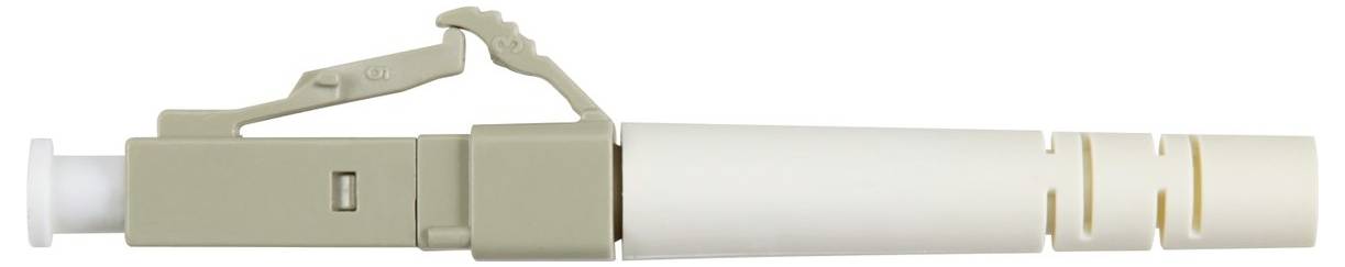 Ein weißer und beiger Türschlossantrieb mit Hebelmechanismus, konzipiert für sicheres Verriegeln und Entriegeln von Fahrzeugtüren.