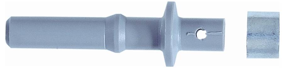 Eine Metallstange mit einem gebrochenen oder gerissenen Abschnitt auf der rechten Seite, der einen potenziellen Mangel oder eine Beschädigung der Materialintegrität darstellt.