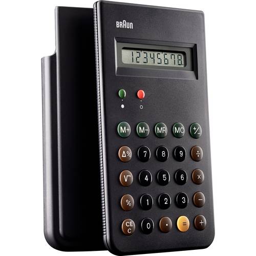 Thumbnail - Braun Taschenrechner Schwarz batteriebetrieben (B x H x T) 7.5 x 13.5 x 1 cm