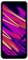 Ein Smartphone mit einem lebendigen abstrakten Hintergrund aus rosa, orangefarbenen und violetten Neonstreifen auf einem dunklen Bildschirm.