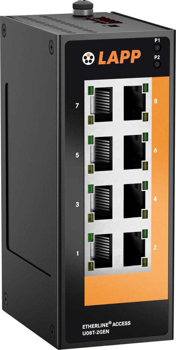 Ethernet-Switch mit acht Ports und LAPP-Branding.