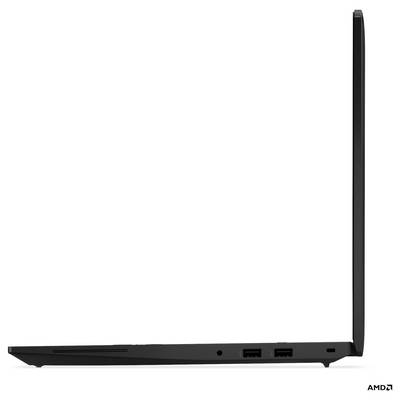 Ein schlanker Laptop, von der Seite betrachtet, der sein schlankes Design mit sichtbaren USB-Anschlüssen hervorhebt.