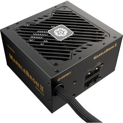 'Enermax MarbleBron II 650W' Netzteil mit mehreren Anschlussports und Kabeln, entwickelt für Computersysteme.
