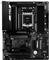 Eine schwarze ASRock-Motherboard mit sichtbarem CPU-Sockel, RAM-Steckplätzen und verschiedenen Anschlüssen, die für High-Performance-Computing entwickelt wurde.