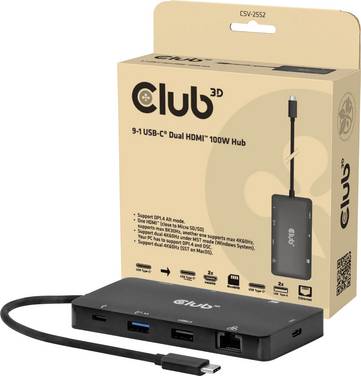 club3D USB-C® Dockingstation  CSV-2552   integrierter Kartenleser, USB-C® Power Delivery